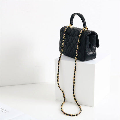 Quilted Lambskin Leather Small Flap Purse Chain Tote Shoulder bag Crossbody