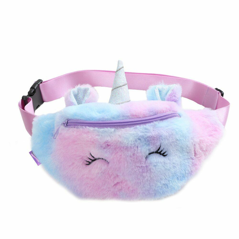 Children's Pack Unicorn Fanny Girls Waist Bag Plush Toy Belt Color Cartoon Purse