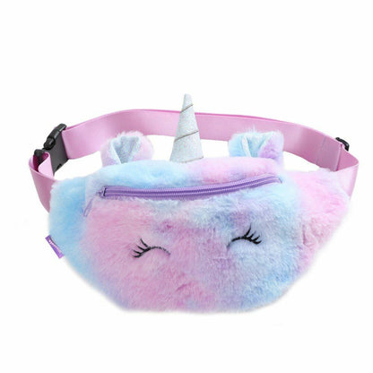 Children's Pack Unicorn Fanny Girls Waist Bag Plush Toy Belt Color Cartoon Purse