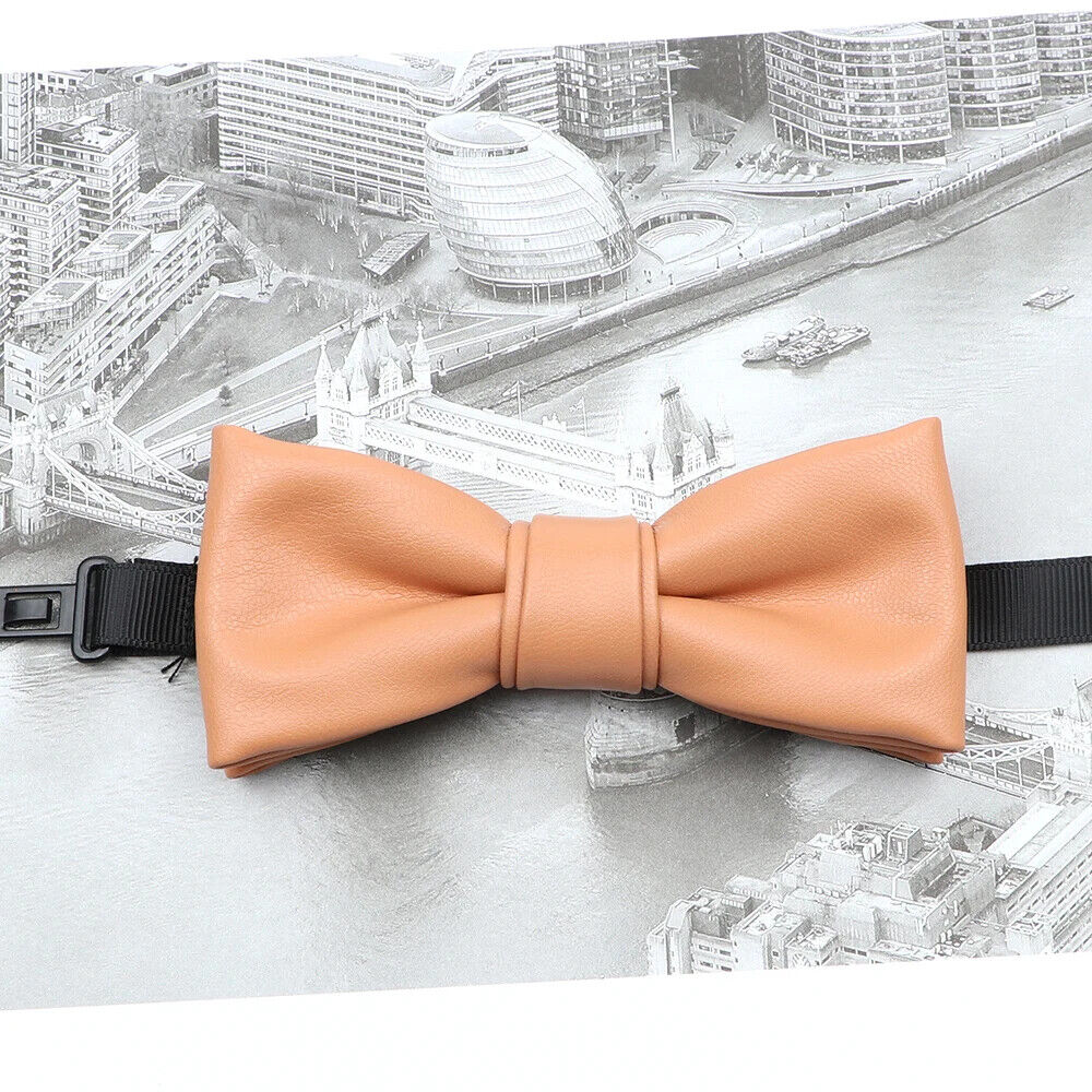 Men Bow Tie PU Leather Patchwork Female Necktie Adult Cravate Wedding Party Wear