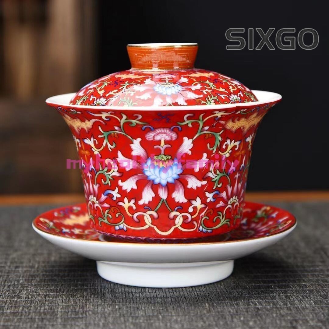 Enamel Covered Bowl San Cai Gaiwan Tea Maker Kung Fu Tea Set Lid Bowl Ceramics