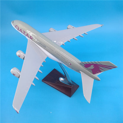 36CM 1:202 QATAR AIRBUS A380 A7-APC Passenger Plane Plane Aircraft Resin Model