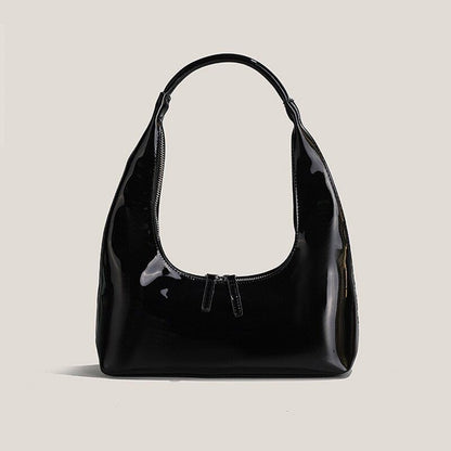 Leather Shoulder Bag Women Half Moon Bag Lady Purse Handbags