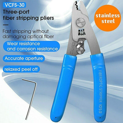 Stainless Steel VCFS-30 Three-port Fiber Optical Stripper Pliers Wire Strippers