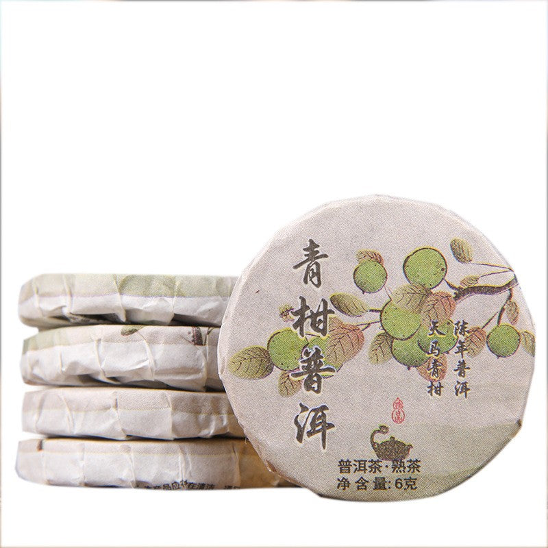 500g Yunnan Pu'er Tea Small Green Mandarin Orange Chenpi Pu'er Ripe Tea Cake