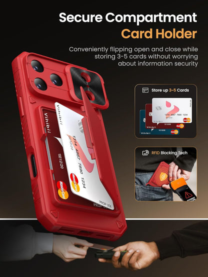 for Iphone 17 Pro Max Wallet Case with Card Holder (4 Cards) [RFID Blocking] & S