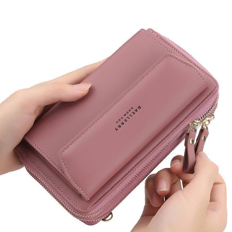Women Leather Shoulder Bags Double Layer Large Handbag Card Holder Crossbody Bag