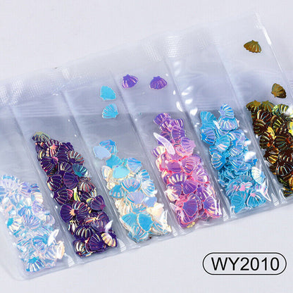 6 grids/bag Nail Art Sequins Colorful Nail Polish Flakes Foils For ManicurSE