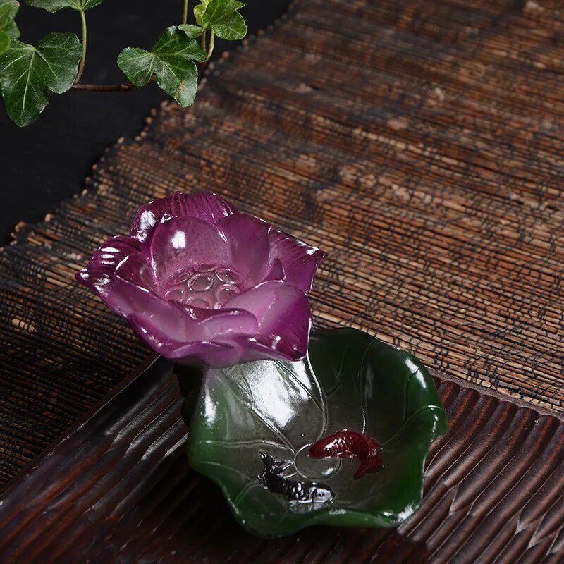 Temperature Sensitive Discoloration Resin Lotus Tea Pet Decoration Pendant