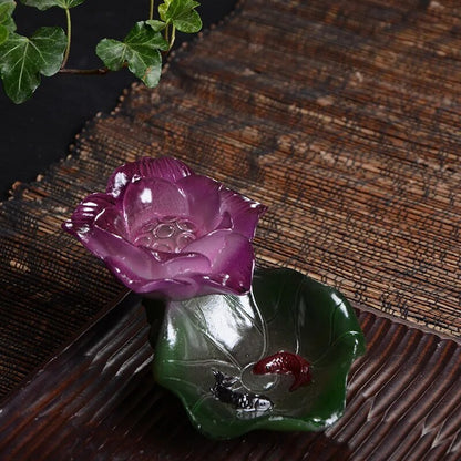 Temperature Sensitive Discoloration Resin Lotus Tea Pet Decoration Pendant