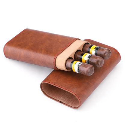 Cigar Cases PU Leather 3 Sticks Portable Storage Humidor Box Accessories 85x35mm