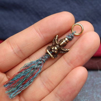 Tibetan Lima Brass Garuda Accessory 0.63in Tassel Mala Side Pendant Decor