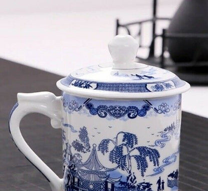 New Chinese Dragon Coffee Mug with Lid Porcelain Office China Tea Cups Gifts