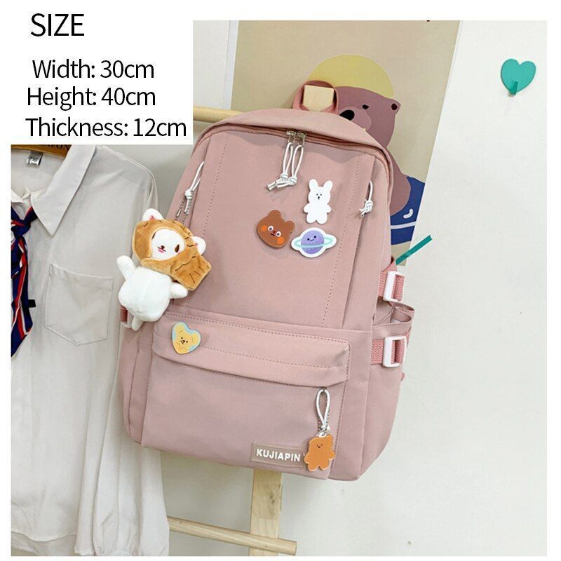 Backpack Women Cartoon Bag Summer Small Canvas Shoulder Bag Traveling Rucksack