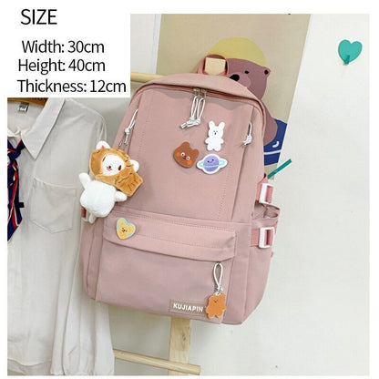 Backpack Women Cartoon Bag Summer Small Canvas Shoulder Bag Traveling Rucksack