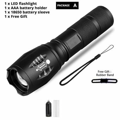 LED Flashlight Ultra Bright Waterproof MINI Torch T6/L2/V6 Zoomable Modes 18650