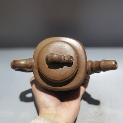 Chinese Yixing Zisha Clay Handmade Exquisite Teapot （四方竹段壶 底款：时大彬 )