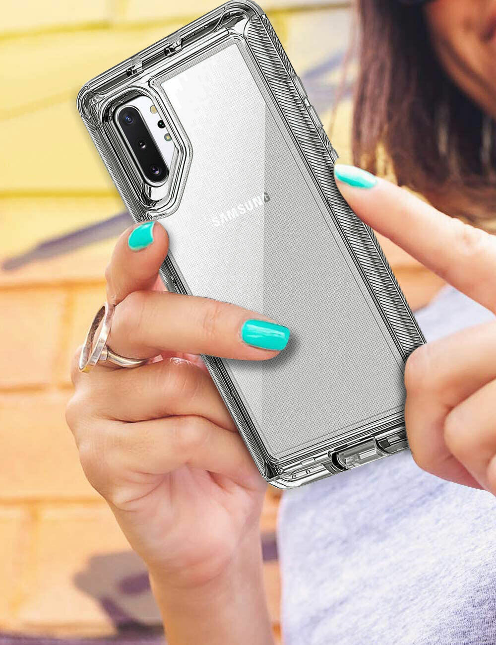 Clear Case For Galaxy Note 10 / Plus Clip Stand Rubber & Tpu Cover / Accessories