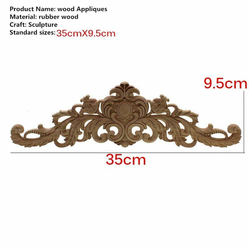 Natural Wood Appliques Furniture Cabinet Unpainted Wooden Carving Moulding Decal