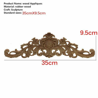 Natural Wood Appliques Furniture Cabinet Unpainted Wooden Carving Moulding Decal