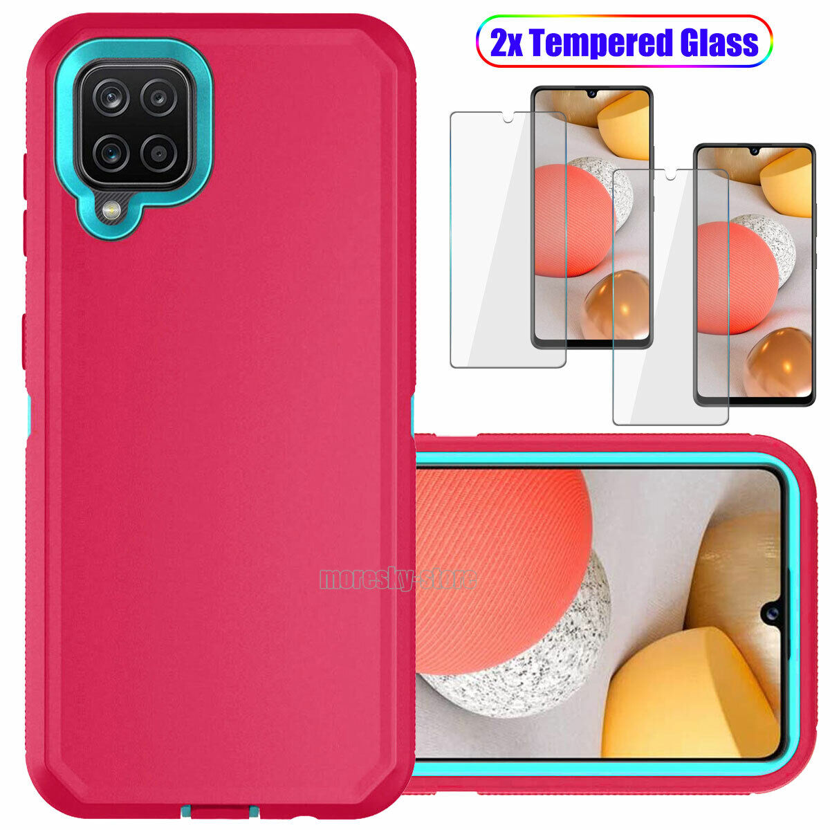 For Samsung Galaxy A42 5G Case Shockproof Phone Cover + Glass Screen Protector