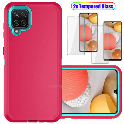 For Samsung Galaxy A42 5G Case Shockproof Phone Cover + Glass Screen Protector