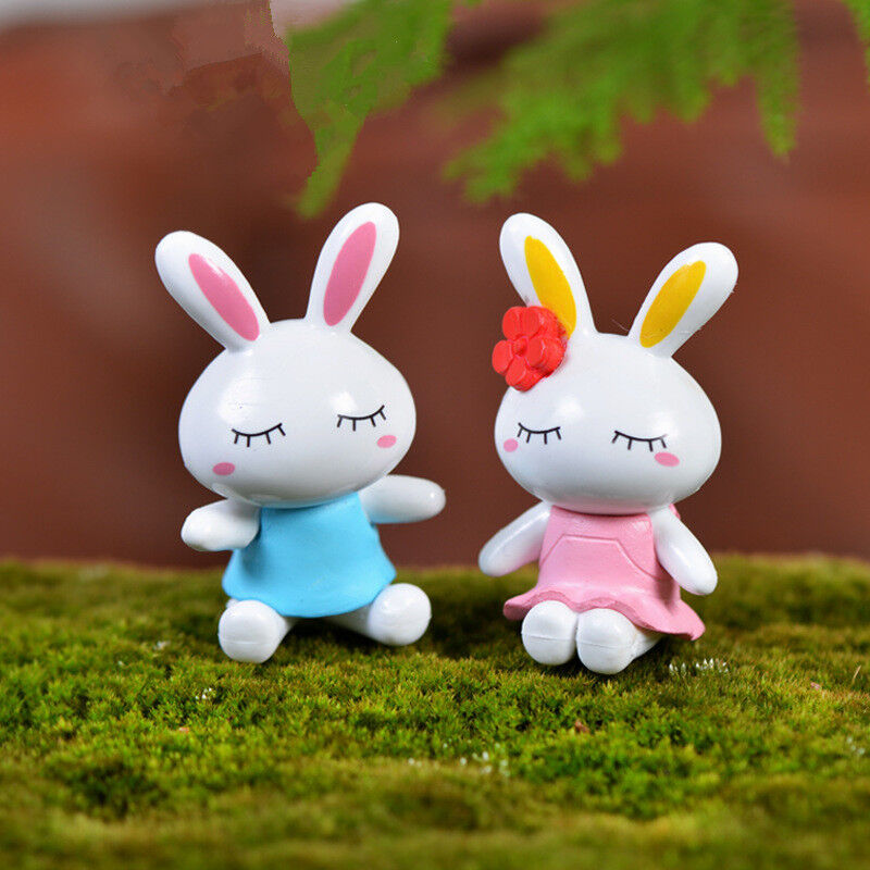 Mini 2 Pcs Miniature Dogs or Rabbits Dollhouse Decor Supplies Furniture Handmade
