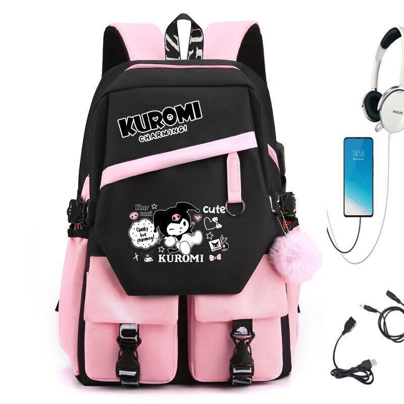 Kuromi Fashion Backpack Shoulder Bags School Students Bags Cinnamoroll Backpacks