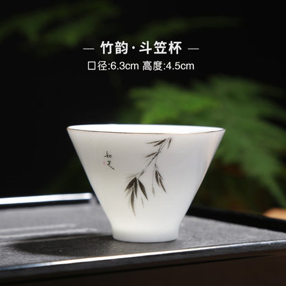 1pc White Porcelain Teacup Ceramic Tea Cup Master Cup Single Cup