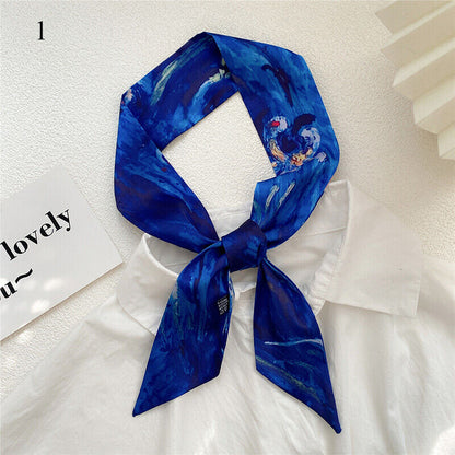 Long Skinny Silk Scarf Narrow Neckerchief Headband Handle Bag Band 105*6cm 1PCS