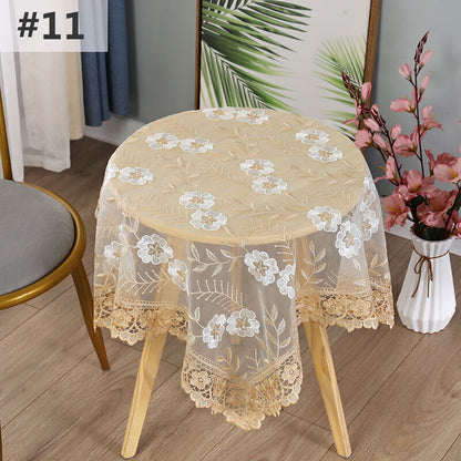 Lace Floral Embroidered Tablecloth European Style Tea Table Dust-Proof Covers