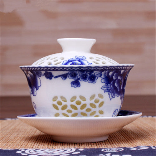 Gaiwan For Puer Tea Brew Service Porcelain Tureen Floral Ceramic Tea Bowl Cups