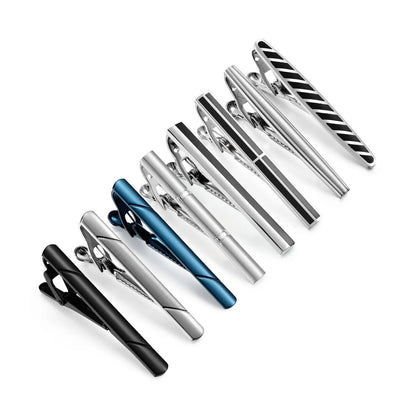 Tie Clips 8Pcs Copper Short Pins Set W/ Gift Box Accessories Men Shirt Cufflinks