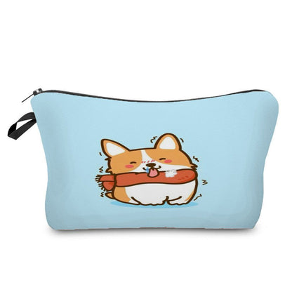 Cute Printed Cosmetic Bags Travel Storage Pouch Reusable Makeup Purse Polyester