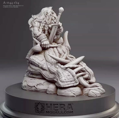 1/24 Resin Figure Model Dragon Slaying Dwarf Warrior unassembled unpainted