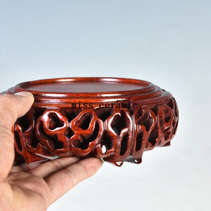 3 .1" Wood Round Base Display Stand for Vase Teapot Incense Burner Flowerpot