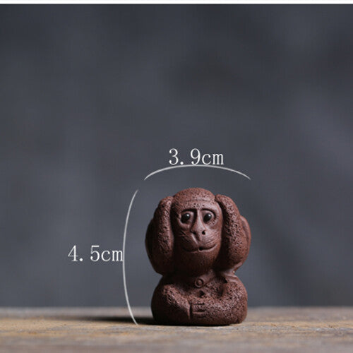 3pcs/lot Little Monkey Statue Home Table Decoration Lovely Zisha Tea Pet Mascot