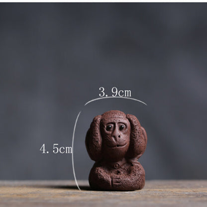 3pcs/lot Little Monkey Statue Home Table Decoration Lovely Zisha Tea Pet Mascot