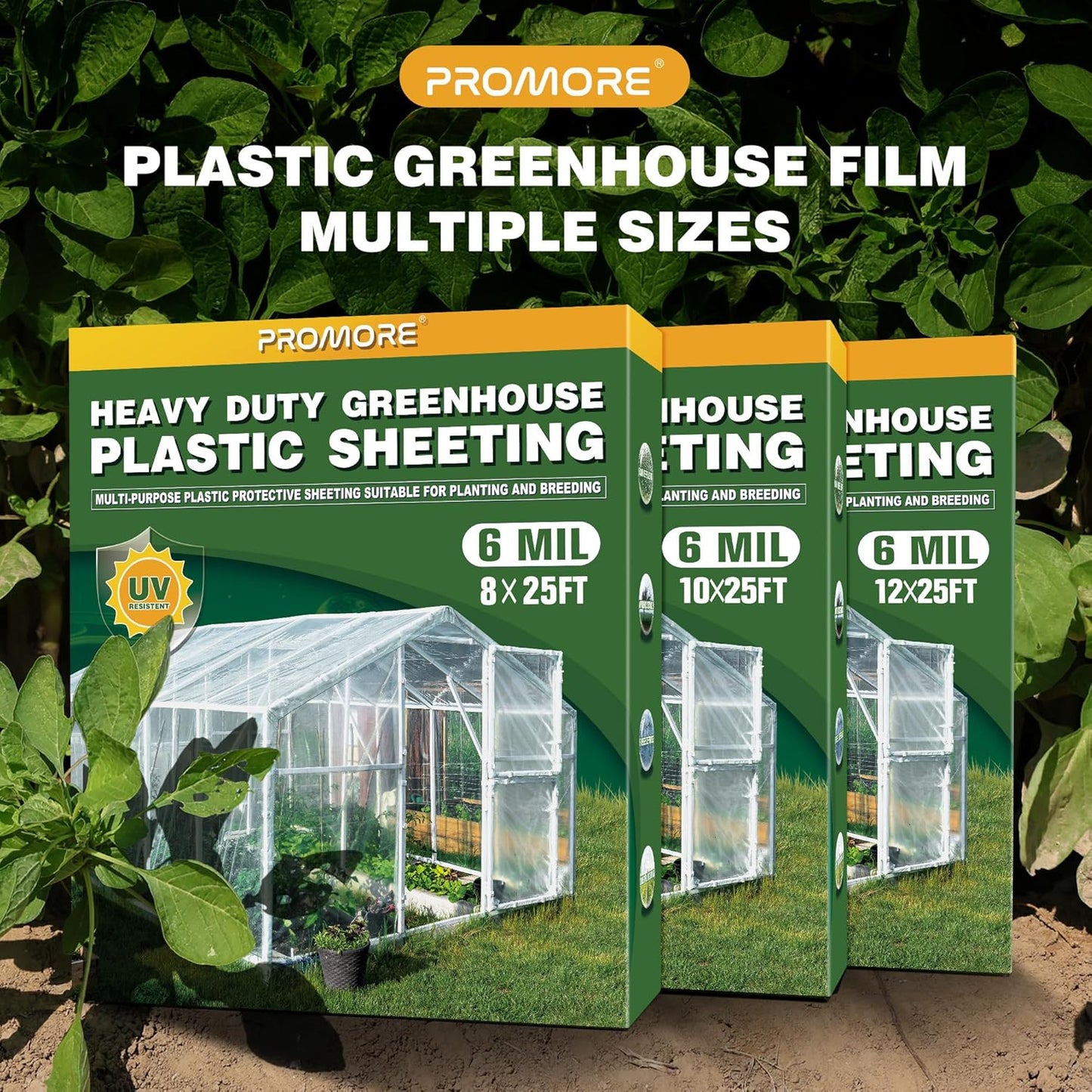 6 Mil 10X25 FT Clear Greenhouse Plastic Sheeting, Heavy Duty UV Resistant Tear-P