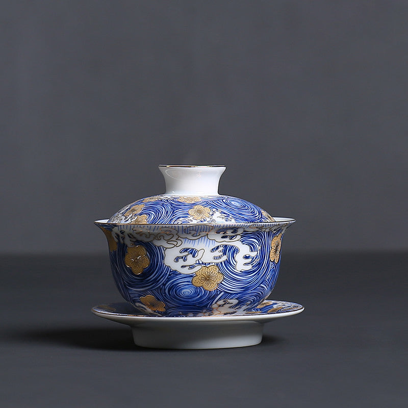 Enamel Gaiwan Porcelain Cup Bowl Ceramic Tureen Chinese Tea Bowl With Lid Saucer