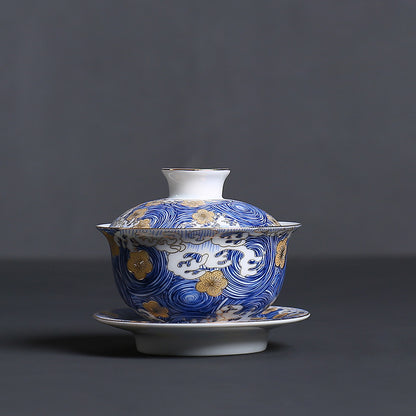 Enamel Gaiwan Porcelain Cup Bowl Ceramic Tureen Chinese Tea Bowl With Lid Saucer