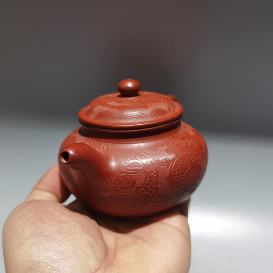 5.5"Collect Chinese Yixing Zisha Pottery Red Clay 220CC Hand Made ArchaizeTeapot
