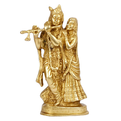 Hindu God Lord Brass Radha Krishna Statue Beautiful Divine Love Couple Sculpture