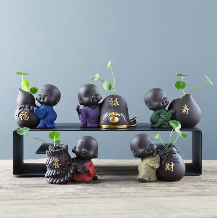 One Piece House Warming Gift Yixing Zisha Vase Small Tea Pet Little Kid Monk New