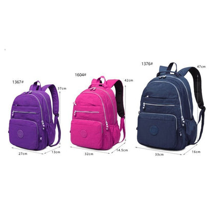 Backpack Anti-theft Waterproof School Bag Luxury Rucksack Nylon Purple/Pink/Blue