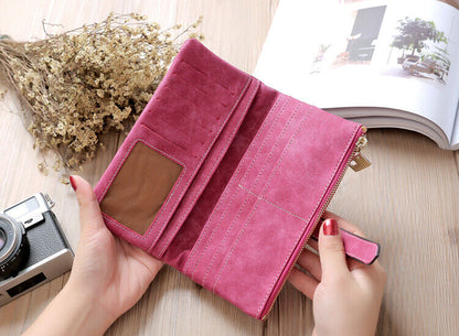 Women's Wallets Leather Billfold Handbag Clamps Cash Clip Female Coin Purse Card