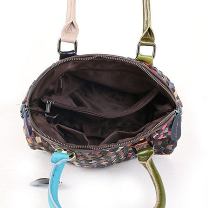 Polyester Retro Hand Woven Shell Bag Shoulder Purse Luxury Handbags 27*14*22 CM