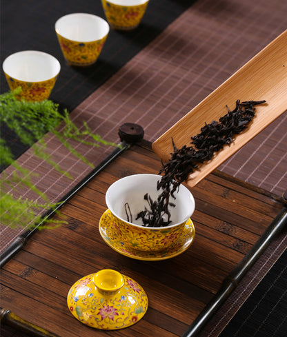 Lead Free Jingdezhen Porcelain Gaiwan Covered Tea Bowl Color Enamel Under Glaze