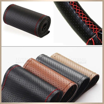 Car Truck Steering Wheel Cover Leather Stitch on 15 16 17 18 19 inch 38 -50cm