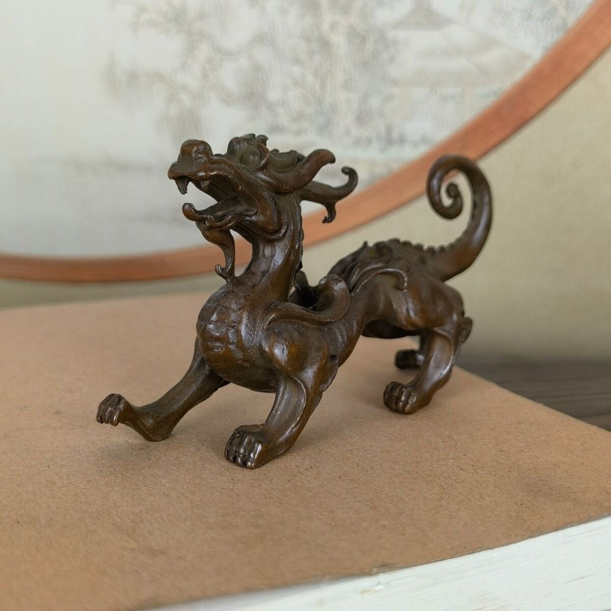 Chinese Bronze Dragon Figure Statue Collectable Tea Pet Table Decoration